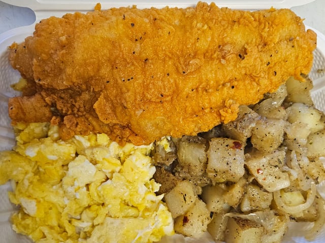 Catfish & Eggs Platter.