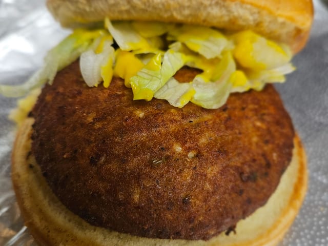 Salmon Cake Sandwich.