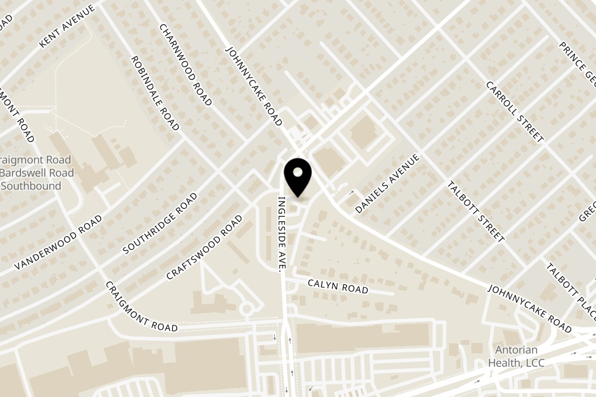 Map showing the location of Kittens Kitchen on 1022 Ingleside Ave in Catonsville